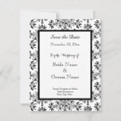 Elegant Damask Zwart Wit Custom Sla de datum op Kaart (Voorkant)