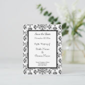 Elegant Damask Zwart Wit Custom Sla de datum op Kaart (Staand voorkant)