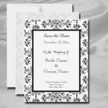 Elegant Damask Zwart Wit Custom Sla de datum op