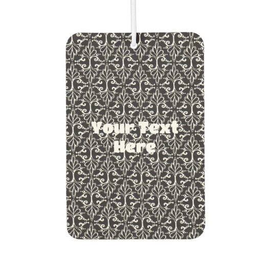 Elegant Damask Zwart Wit Patroon Scrolls Luchtverfrisser (Voorkant)