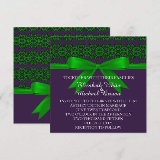 Elegant Damaskers Wedding Uitnodiging (Voorkant / Achterkant)