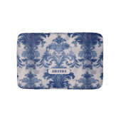 Elegant damast Blauw toile de jouy monogram Badmat (Voorkant)