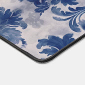 Elegant damast Blauw toile de jouy monogram Bureaumat (Hoek)