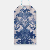 Elegant damast Blauw toile de jouy monogram Cadeaulabel (Achterkant)