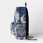 Elegant damast Blauw toile de jouy monogram Dopp K Bedrukte Rugzak (Rechts)