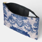 Elegant damast Blauw toile de jouy monogram Etui (Open)