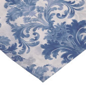 Elegant damast Blauw toile de jouy monogram Korte Tafelloper (Hoek)