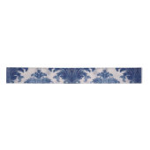 Elegant damast Blauw toile de jouy monogram Satijnen Lint (Voorkant)