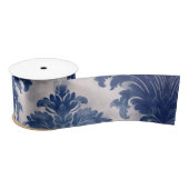 Elegant damast Blauw toile de jouy monogram Satijnen Lint (Spoel)
