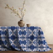 Elegant damast Blauw toile de jouy monogram Tafelkleed