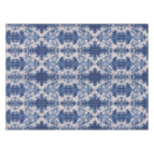 Elegant damast Blauw toile de jouy monogram Tafelkleed (Voorkant (Horizontaal))