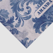 Elegant damast Blauw toile de jouy monogram Tissuepapier (Detail)
