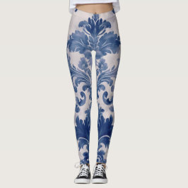 Elegant damast Blauw toilet de jouy Leggings