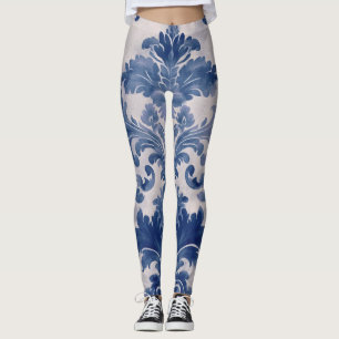 Elegant damast Blauw toilet de jouy Leggings