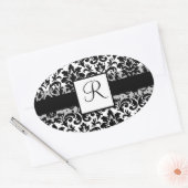 Elegant damast kalligrafie ontwerp ovale sticker (Envelop)