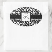 Elegant damast kalligrafie ontwerp ovale sticker (Tas)