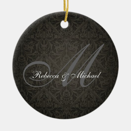 Elegant Damast Monogram Ornament (Voorkant)