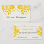 Elegant damast motief geel ivoor visitekaartje (Voorkant / Achterkant)