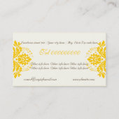 Elegant damast motief geel ivoor visitekaartje (Achterkant)