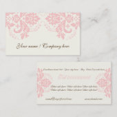 Elegant damast motief lichtroze ivoor visitekaartje (Voorkant / Achterkant)