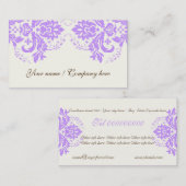 Elegant damast motief paarse ivoor visitekaartje (Voorkant / Achterkant)