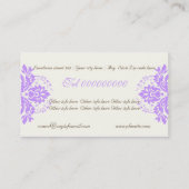 Elegant damast motief paarse ivoor visitekaartje (Achterkant)