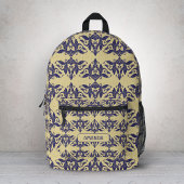Elegant damast navy Blauw geel monogram A Bedrukte Rugzak
