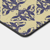 Elegant  damast navy Blauw geel monogram Bureaumat (Hoek)