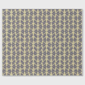 Elegant  damast navy Blauw geel monogram Cadeaupapier (Vlak)