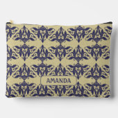 Elegant  damast navy Blauw geel monogram Etui (Voorkant)