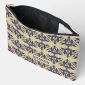 Elegant  damast navy Blauw geel monogram Etui (Open)