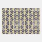 Elegant  damast navy Blauw geel monogram Inpakpapier Vel (Voorkant 3)