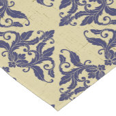 Elegant damast navy Blauw geel monogram Korte Tafelloper (Hoek)