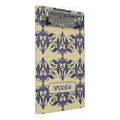 Elegant  damast navy Blauw geel monogram Mini Klembord (Schuin)