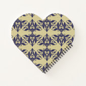 Elegant  damast navy Blauw geel monogram Notitieboek (Achterkant)