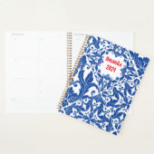 Elegant damast navy Blauw geel monogram Planner (Display)