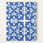 Elegant damast navy Blauw geel monogram Planner (Achterkant)