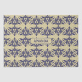 Elegant  damast navy Blauw geel monogram Tissuepapier (Voorkant)