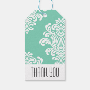 Elegant damast patroon dank u cadeaulabel