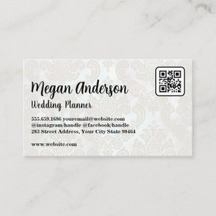 Elegant Damast Patroon QR Code Afsprakenkaartje