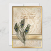 Elegant damast pauw repetitie diner kaart (Voorkant)