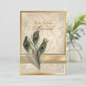 Elegant  damast pauw repetitie diner kaart (Staand voorkant)