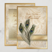 Elegant  damast pauw repetitie diner kaart (Voorkant / Achterkant)