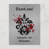 Elegant damast zwart en grijs dank u briefkaart (Voorkant)