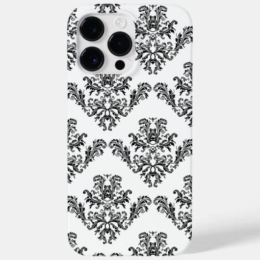 Elegant damast zwart-wit Case-Mate iPhone case (Achterkant)