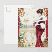Elegant dame met kerstcadeau briefkaart (Voorkant / Achterkant)