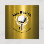 Elegant Dames Golf Monogram Ontwerp Vierkante Visitekaartje (Voorkant)