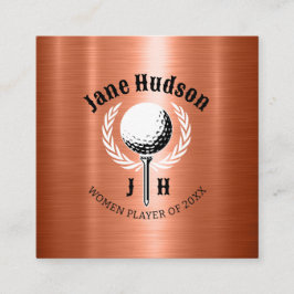 Elegant Dames Golf Monogram Ontwerp Vierkante Visitekaartje