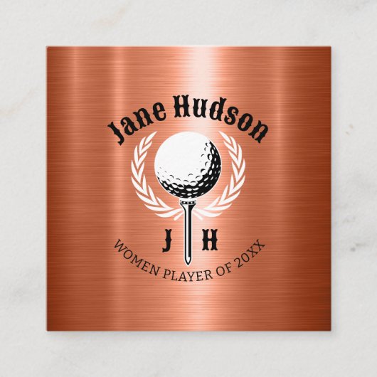 Elegant Dames Golf Monogram Ontwerp Vierkante Visitekaartje (Voorkant)