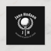 Elegant Dames Golf Monogram Ontwerp Vierkante Visitekaartje (Voorkant)